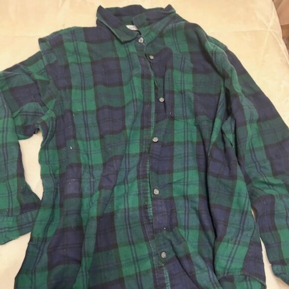 Green and Blue Plaid Button Up Long Sleeve - Picture 1 of 1